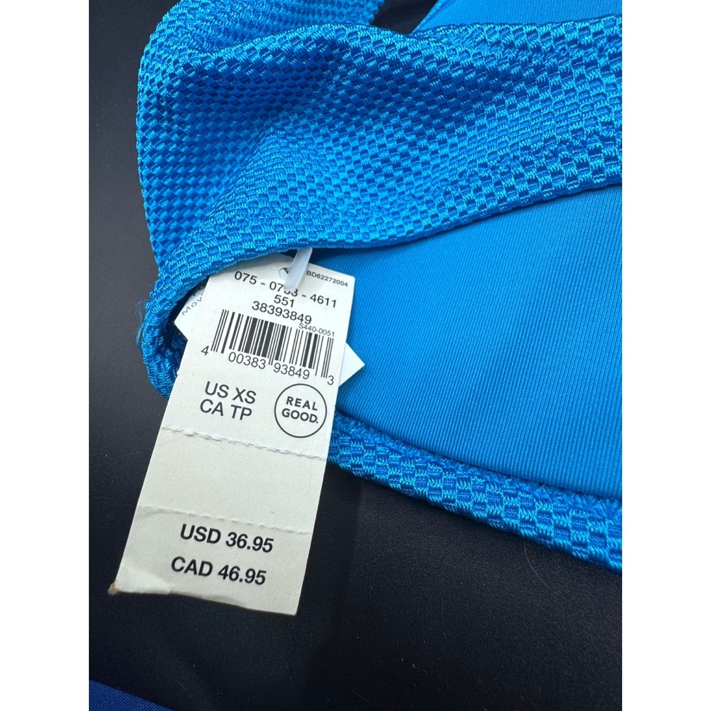 Aerie Real Good Blue Textured V-Wire Bikini Top XS 075-0763-4611 Honeycomb Pique - Picture 3 of 5